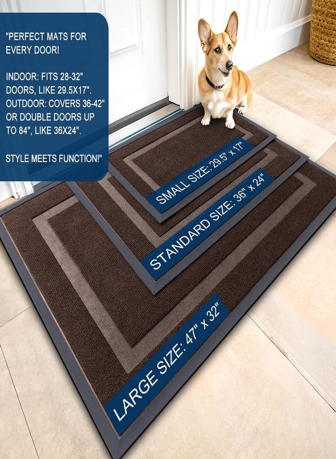 OLANLY Front Door Mat Indoor Outdoor Entrance, Waterproof All-Season, All-Weather Doormat, Sturdy Natural Rubber, Fade Resistant, Low Profile, Easy Clean Patio Porch Entryway Mat, 35x23, Dark Brown - Image 2