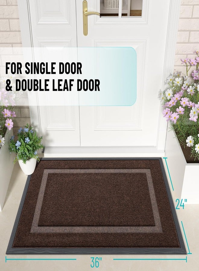 OLANLY Front Door Mat Indoor Outdoor Entrance, Waterproof All-Season, All-Weather Doormat, Sturdy Natural Rubber, Fade Resistant, Low Profile, Easy Clean Patio Porch Entryway Mat, 35x23, Dark Brown - Image 3
