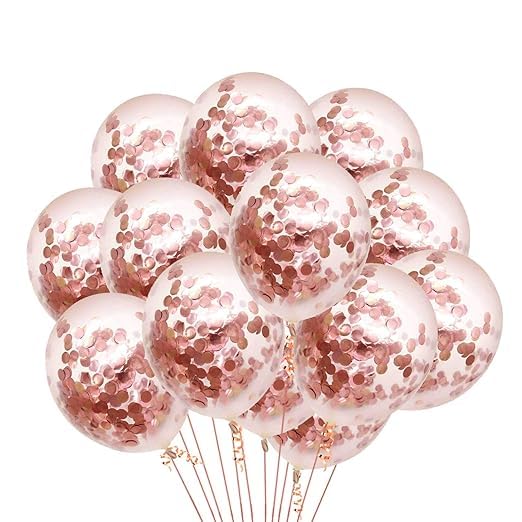 BRIJBAZAAR Rubber Rose Gold Confetti Balloons - Large Pack Of 50Pcs|Birthday Balloons For Decoration|Rose Gold Balloons For Birthday Decoration|Confetti Balloon|Anniversary Decoration Items - Image 1