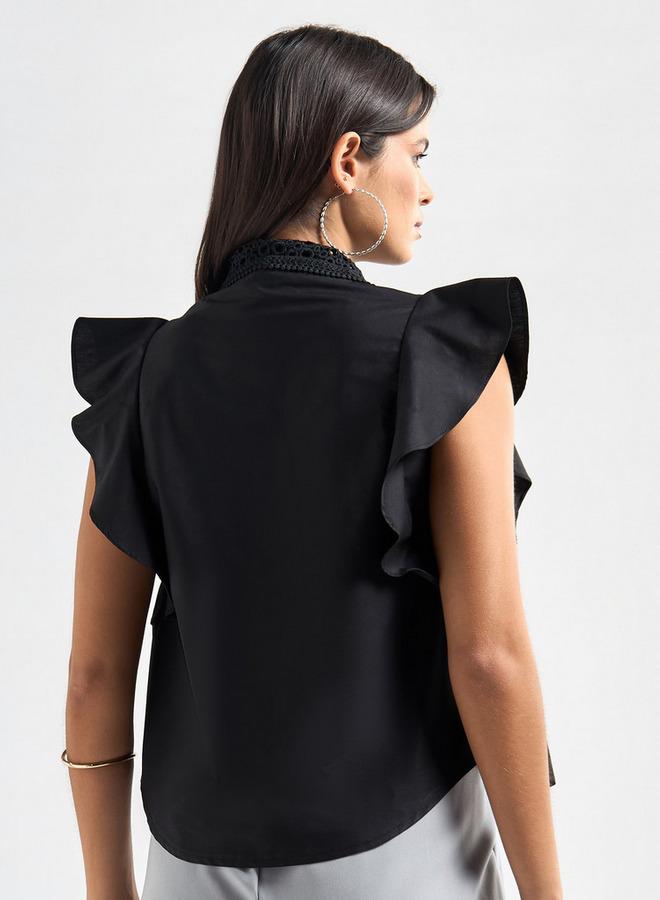Splash FAV Shirt with Flutter Sleeves and Lace Detail - Image 3