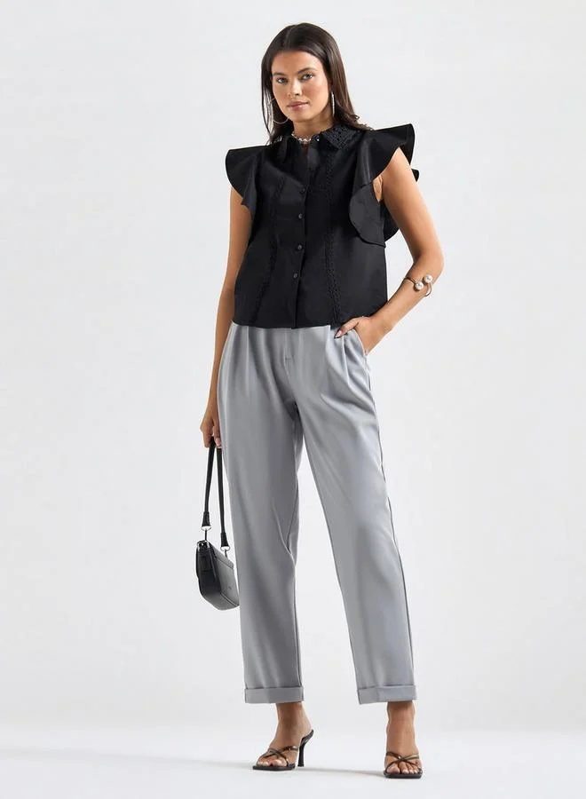 Splash FAV Shirt with Flutter Sleeves and Lace Detail