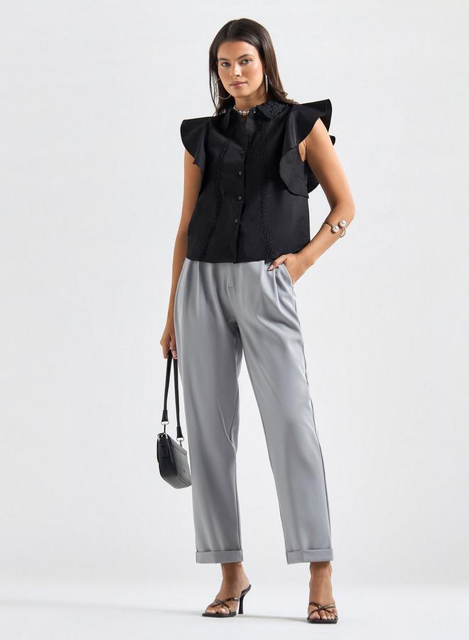 Splash FAV Shirt with Flutter Sleeves and Lace Detail - Image 2