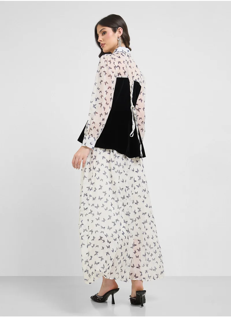 خزانة Printed Dress With Corset