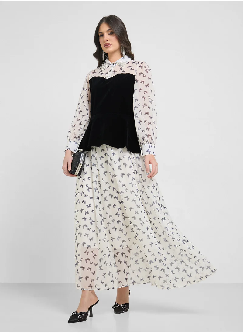 خزانة Printed Dress With Corset