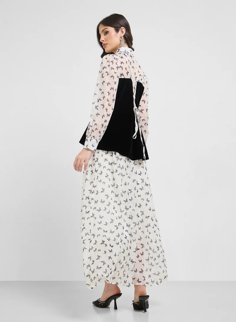 خزانة Printed Dress With Corset
