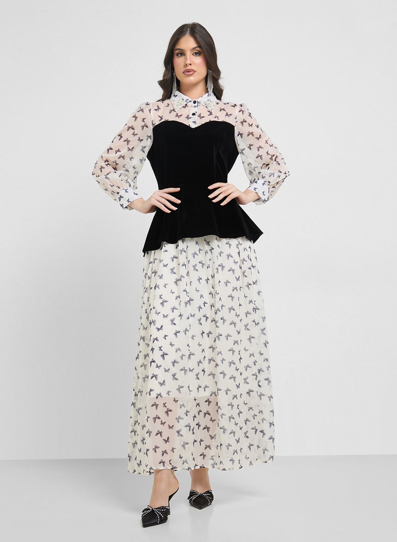 خزانة فستان مطبوع بكورسيه - Image 4