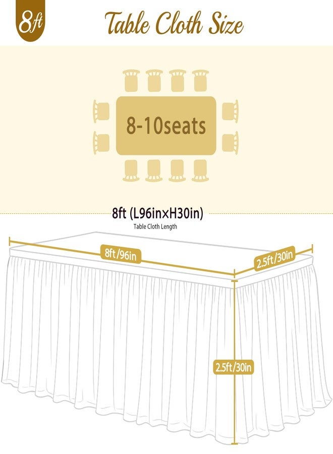 HB HBB MAGIC 8ft White Table Cloth Rectangle Tulle Tablecloth White Tablecloths for 8 foot Rectangle Tables Stretch Spandex Table Cover with Skirt for Parties Wedding Birthday Events Buffet Banquet Table Skirt - Image 4