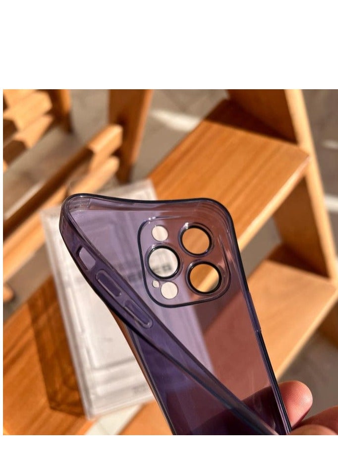Compatible with Camera Protector Slim Fit Ultra Lightweight Soft TPU Protective Case For Iphone 14 pro max with Matte Edges and Clear Back for Men, Women, Boys & Girls - Purple - Image 3