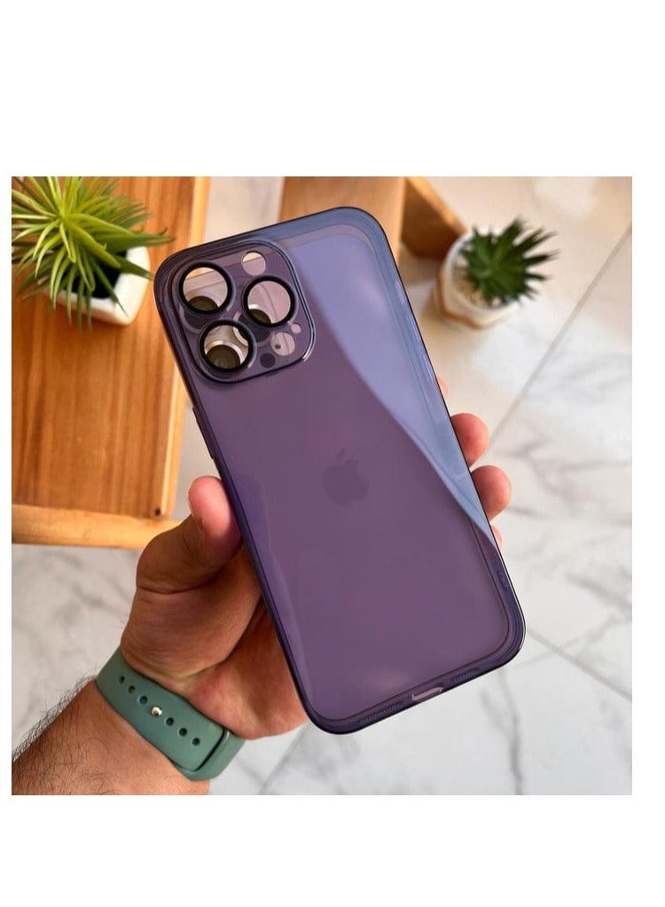 Compatible with Camera Protector Slim Fit Ultra Lightweight Soft TPU Protective Case For Iphone 14 pro max with Matte Edges and Clear Back for Men, Women, Boys & Girls - Purple - Image 1