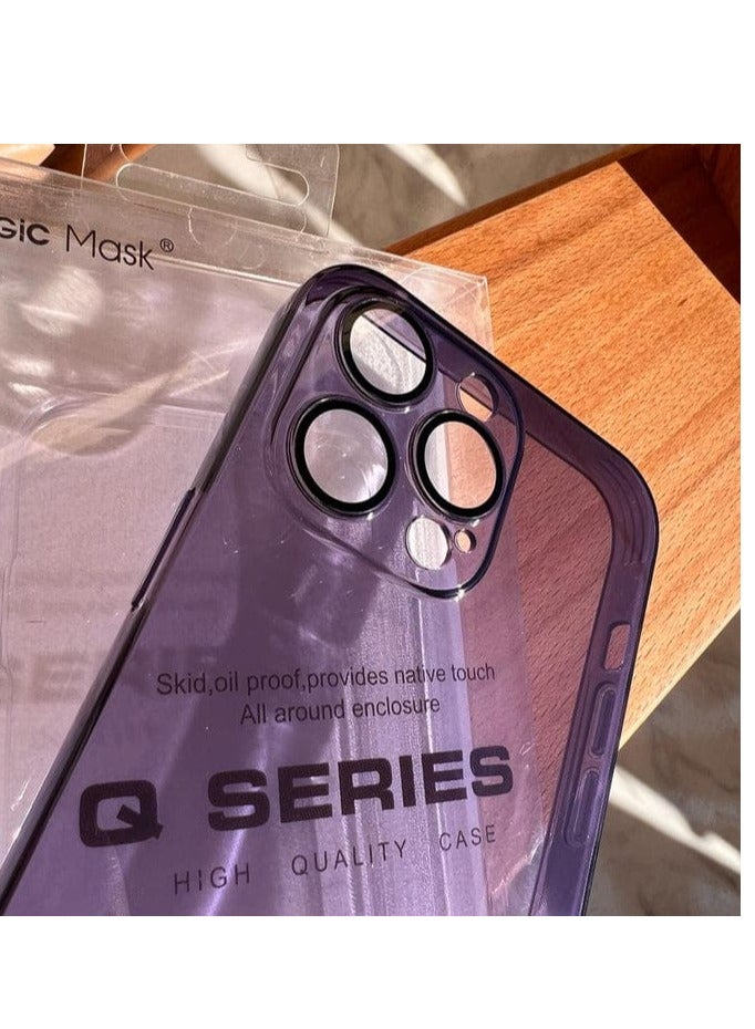 Compatible with Camera Protector Slim Fit Ultra Lightweight Soft TPU Protective Case For Iphone 14 pro max with Matte Edges and Clear Back for Men, Women, Boys & Girls - Purple - Image 2