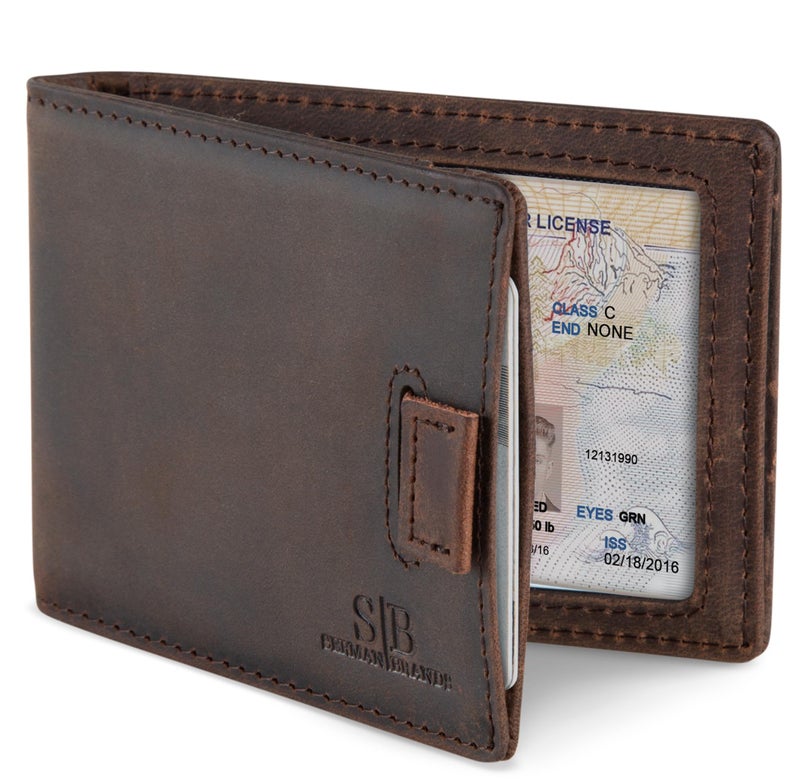 SERMAN BRANDS RFID Blocking Slim Money Clip Wallet – Leather Bifold Front Pocket Minimalist Mens Wallet with Money Clip for Men, Small Credit Card Holder Wallet - Travel Wallet with Gift Box - Image 1