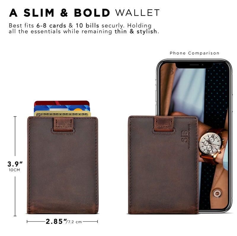 SERMAN BRANDS RFID Blocking Slim Money Clip Wallet – Leather Bifold Front Pocket Minimalist Mens Wallet with Money Clip for Men, Small Credit Card Holder Wallet - Travel Wallet with Gift Box - Image 5