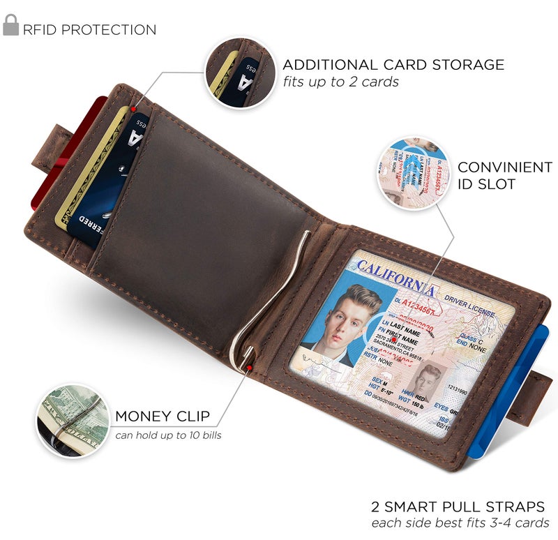 SERMAN BRANDS RFID Blocking Slim Money Clip Wallet – Leather Bifold Front Pocket Minimalist Mens Wallet with Money Clip for Men, Small Credit Card Holder Wallet - Travel Wallet with Gift Box - Image 3