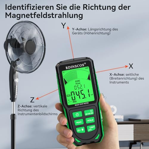 RDINSCOS EMF Detector, Detect All 3 Types of Electromagnetic Radiation Field in 1 EMF Meter for 5G, WiFi and Smart Meters, EMF Reader for Ghost Hunting Equipment Home, Office (Green) - Image 3