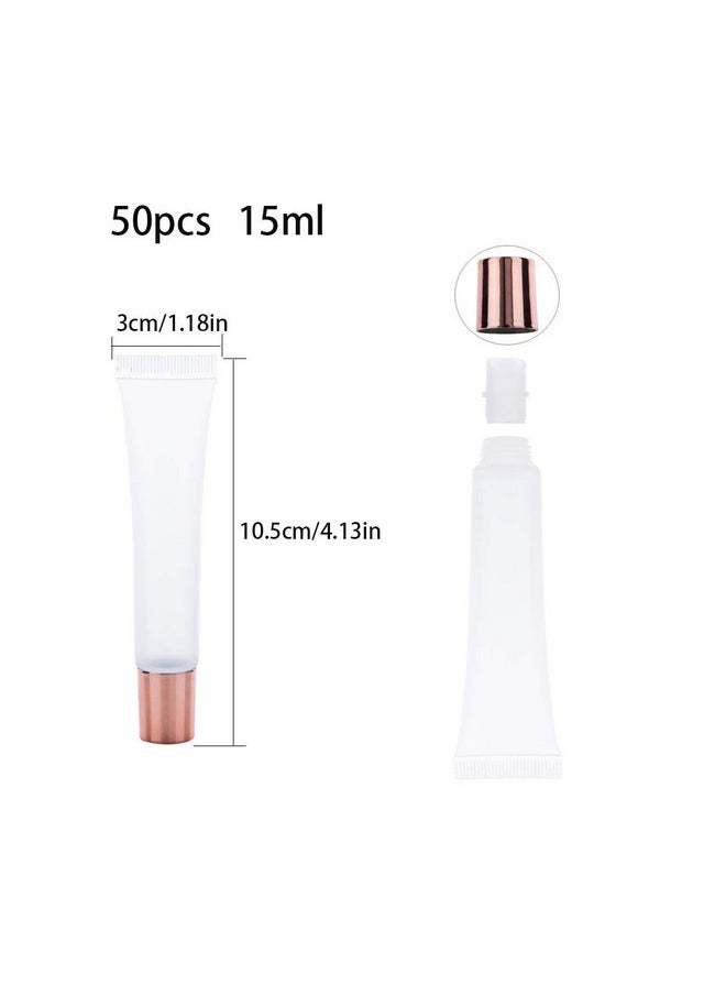 AJLTPA - 50Pcs 15ml Lip Gloss Squeeze Tubes, Rose Gold Lip Gloss Containers Empty, Refillable Soft Clear Tubes for DIY Lipgloss Balm Cosmetic (Rose Gold) - Image 1
