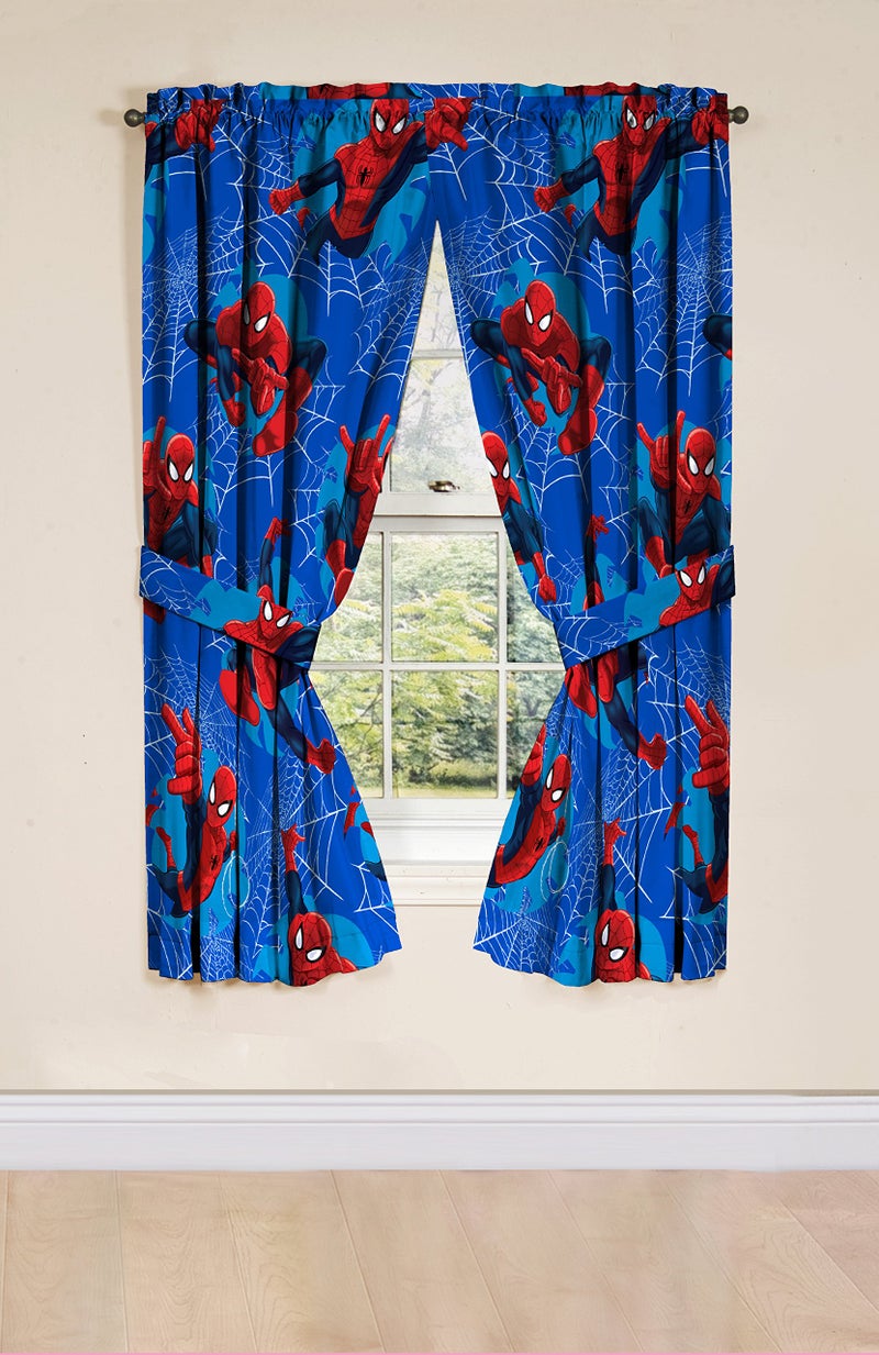 Jay Franco Marvel Spiderman Astonish 63' Window Drapery/Curtain 4pc Set (2 Panels, 2 Tie Backs) - Image 2