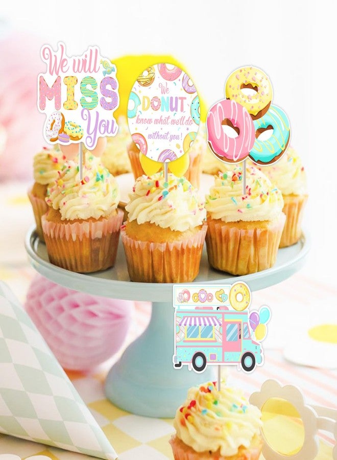 Balterever Donut Going Away Party Decorations 24PCS Donut Forget Us Away Cupcake Toppers for Farewell Career Change Job Change Supplies - Image 2