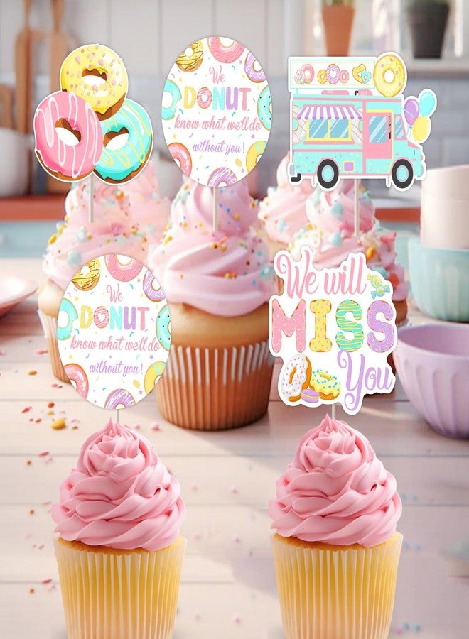 Balterever Donut Going Away Party Decorations 24PCS Donut Forget Us Away Cupcake Toppers for Farewell Career Change Job Change Supplies - Image 4