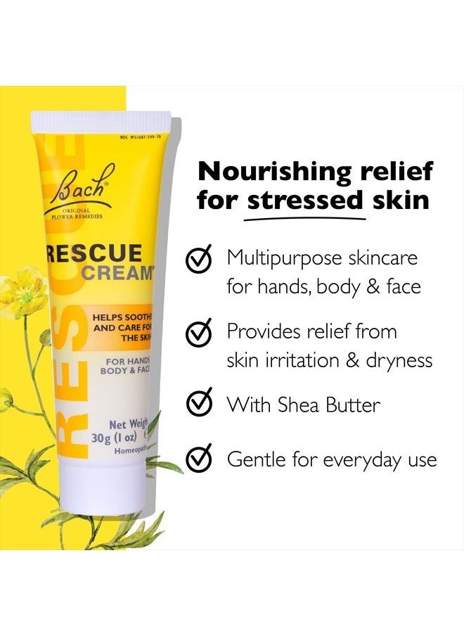 RESCUE Bach RESCUE Cream, Hydrating Skincare for Hands, Body and Face, Shea Butter, Homeopathic Stress Relief Flower Essences, Fragrance-Free, Paraben-Free, 30g  - Image 2