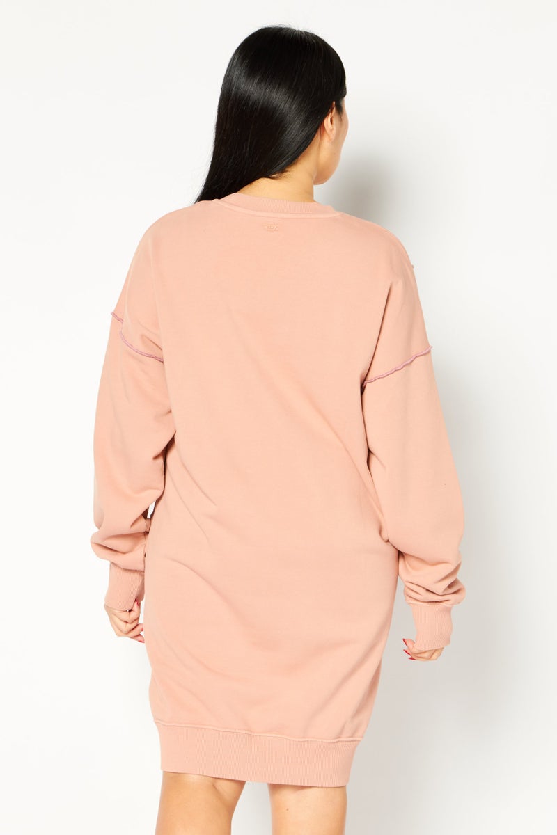 DIESEL Women Textured Mini Casual Sweater Dress, Nude Pink - Image 4