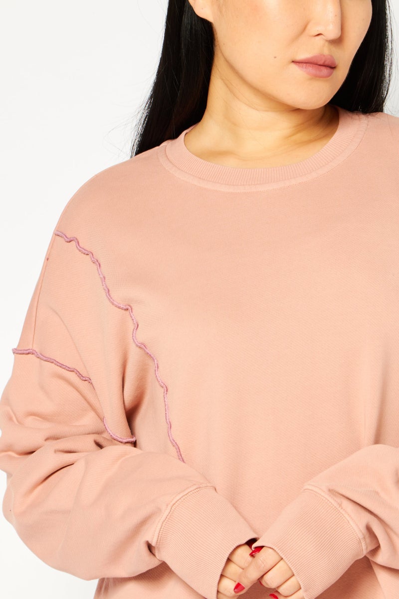 DIESEL Women Textured Mini Casual Sweater Dress, Nude Pink - Image 3