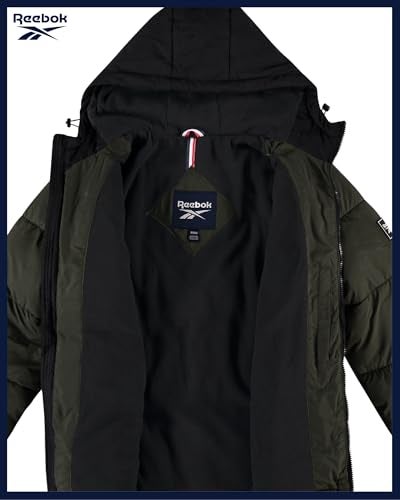 Reebok Mens Winter Jacket - Warm Heavyweight Mens Winter Coat - Wind Water Resistant Insulated Quilted Puffer Jackets for Men, Size 4X, Olive - Image 4