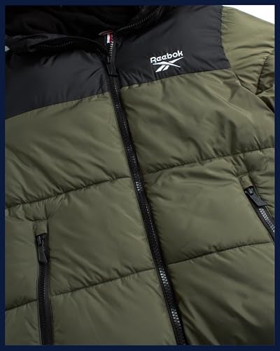 Reebok Mens Winter Jacket - Warm Heavyweight Mens Winter Coat - Wind Water Resistant Insulated Quilted Puffer Jackets for Men, Size 4X, Olive - Image 5