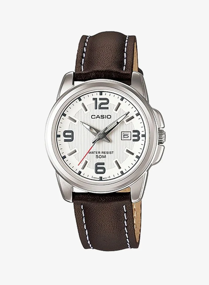 كاسيو Women's Analog Display Watch With Brown Leather Strap - LTP-1314L-7A