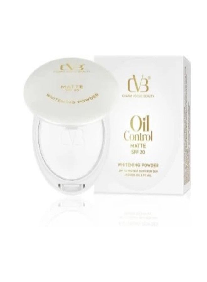 CVB Oil Control Matte Whitening Compact Powder SPF 20 - 12g, Shine-Free Finish, Oil Absorbing & Skin Brightening Compact for All Skin Types (White)