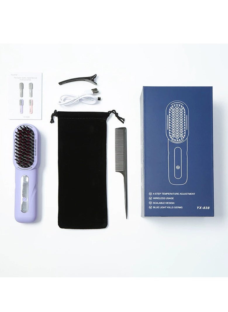 Wireless Hair Brush, Ceramic Coating Portable Hair Straightener Hot Comb Negative Ion Hair Comb for 4 Temperature Settings USB Rechargeable - pzsku/ZD5D0AD514028E03ED664Z/45/_/1732774022/ba7fb0f3-8a1c-46b6-a653-e9e59fc1dd86