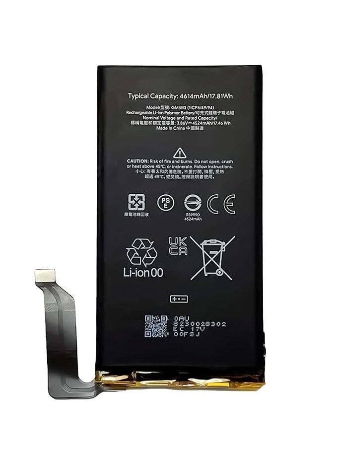 Replacement Battery for Google Pixel 6 – 4600mAh High-Capacity Li-ion Internal Battery, OEM Quality, Long-Lasting Power, Safe Charging, Compatible with Google Pixel 6 (Black), Ideal for Battery Repair and Replacement