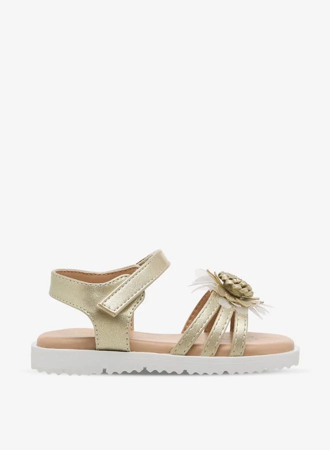 JUNIORS Girls Floral Embellished Hook & Loop Sandals