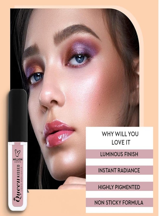Million Colors Queen Kissed HD Drop & Glow Liquid Highlighter and Illuminator for Glowing Skin & Makeup with Sheen and Pearl Effect (ROSE GOLD 03) - Image 5
