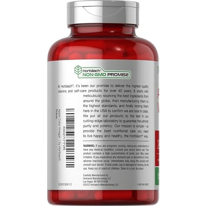 Horbäach Apple Cider Vinegar Capsules | 2400mg | 150 Count | Non-GMO, Gluten Free Supplement - Image 3