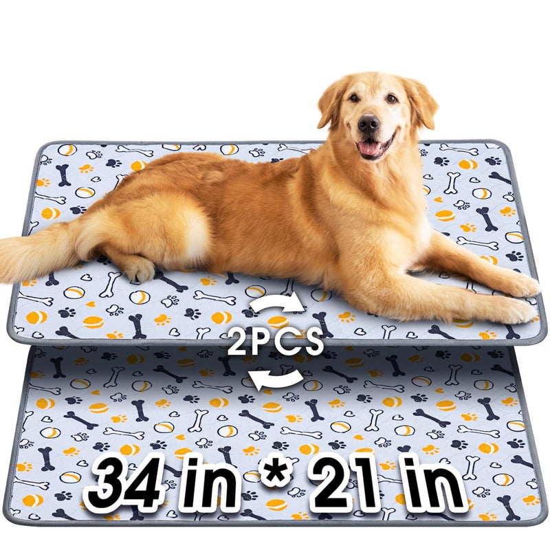 Hompet Washable Pee Pads for Dogs, 34"x21", 2-Pack Thick Heavy Absorbency Reusable Pee Pads Prevent Leakage Non-Slip, Pet Training Pads for Puppy Playpen, Crate, Potty, Floor, Bed, Sofa - Image 1