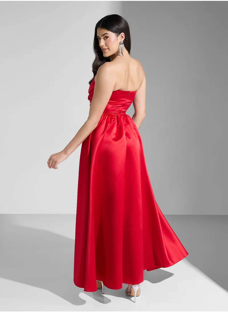 Akadia Fashion rose detailed strapless dress