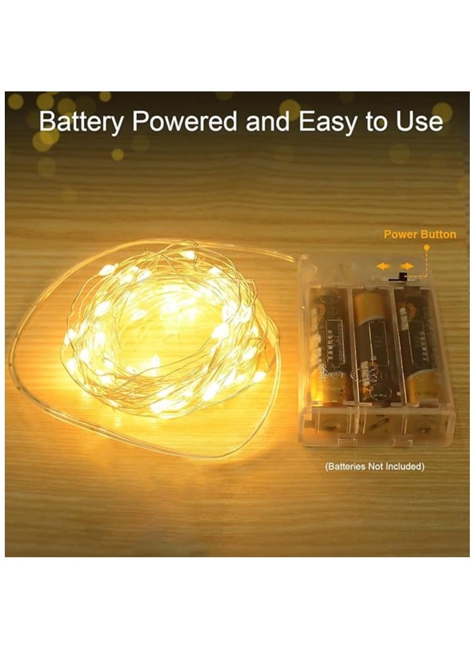 Fairy Christmas Diwali Lights Battery Operated10M/33ft/100 LED Warm White String Light Waterproof Battery Case Indoor Lights for Xmas Tree Wedding Party Events Garden Spring Decoration - Image 1