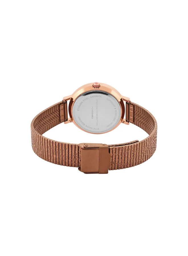 French Connection 34mm Women's Quartz Watch with Brown Mother-of-Pearl Dial