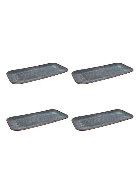 4-Piece Porcelain Rectangular Plate Set 14 Inch