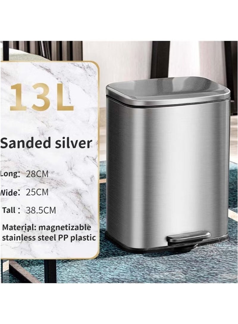 Huitich 13L Stainless Steel Pedal Trash Can – Brushed Finish with Soft-Close Lid. Silver  - Image 3