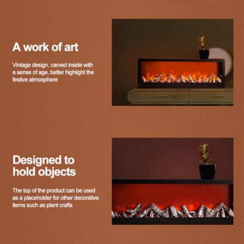 Electric Fireplace LED Flame Fireplace Decorative LED Lantern Simulated Fireplace Included Log Set Flame Burning Decorative Effect Room Decor Battery or USB Operated Size:23.6x7.8x3.9Inch - Image 5