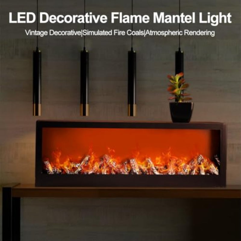 Electric Fireplace LED Flame Fireplace Decorative LED Lantern Simulated Fireplace Included Log Set Flame Burning Decorative Effect Room Decor Battery or USB Operated Size:23.6x7.8x3.9Inch - Image 2
