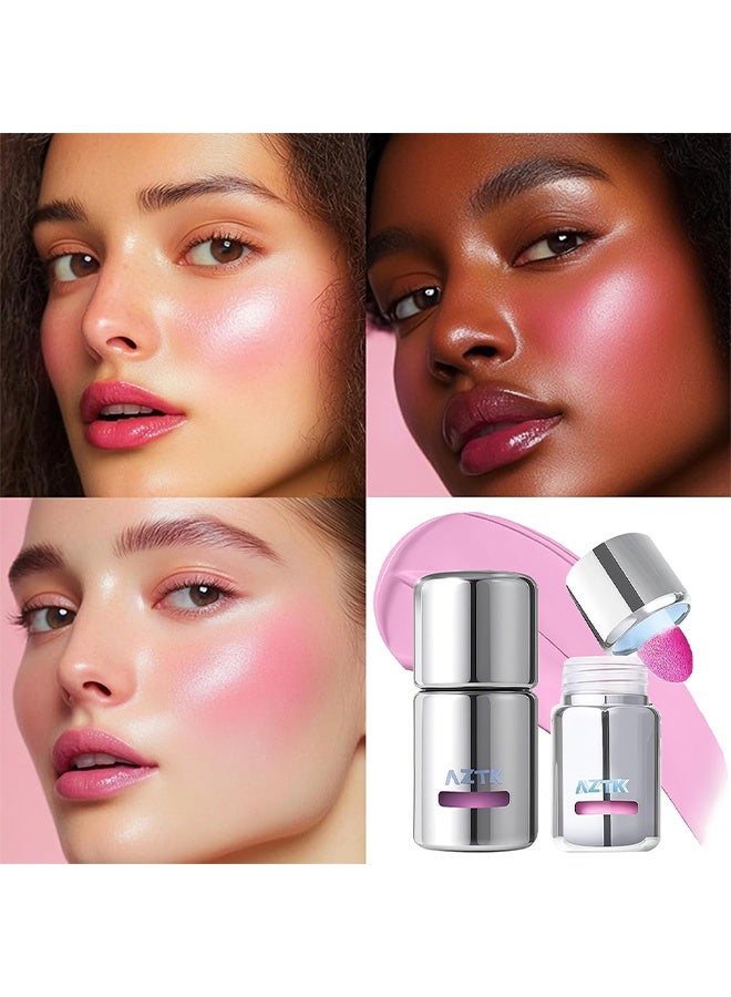 AZTK Jello Color Liquid Blush, Blush Lotion, Matte Nude Makeup Blusher Cream, Jello Color Liquids Blushes With Sponge Head, Matte Nude Makeup Blusher Cream, High-Pigment, Long-Lasting, Lightweight, Matte Finish (JC02) - Image 2