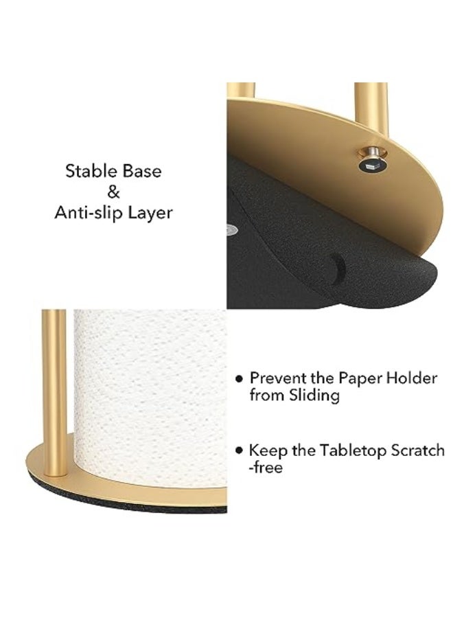 Paper Towel Holder Gold Kitchen Roll Holder, Premium Stainless Steel Paper Towel Holder for Kitchen Roll Organize, Countertop Roll Dispenser with Weighted Base  - Image 4