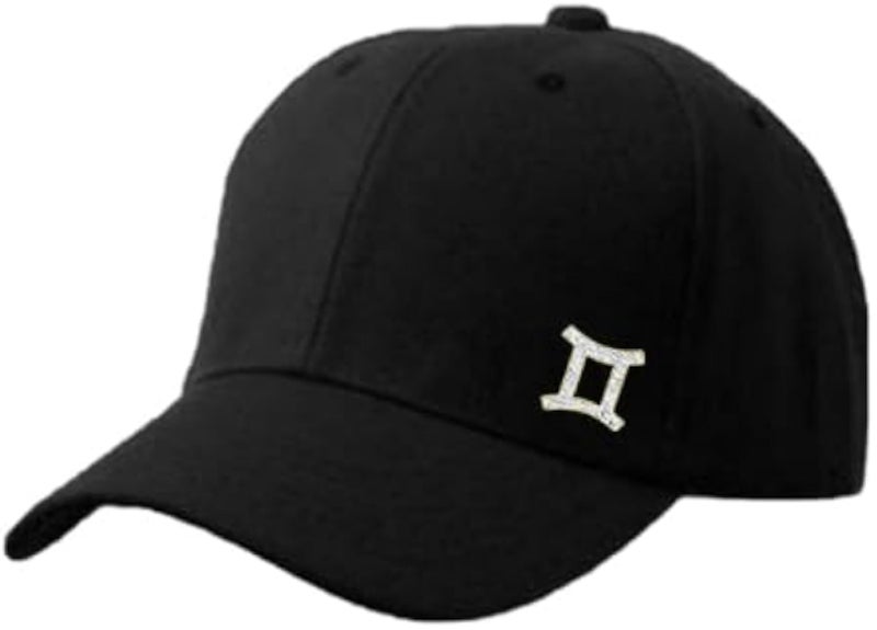 Classic Black Cap with Gemini zodiac Silver Color Logo