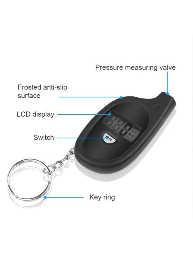 Healife - Portable Digital Tire Pressure Gauge with LCD Display, High Accuracy for Cars, Motorcycles, and Bicycles - Compact Keychain Design - Image 1