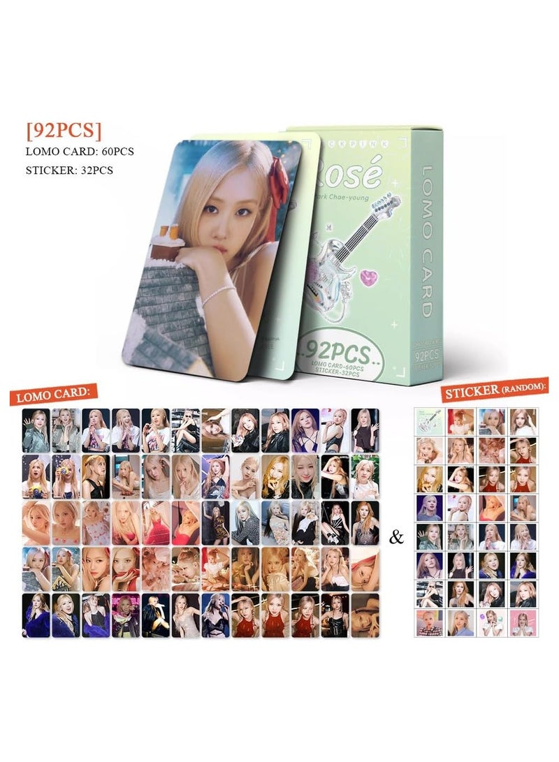 4-piece set/368 pieces Lomo card set, used for black and pink roses Jisoo, Jennie Lisa's personal al Kpop product gift for fans