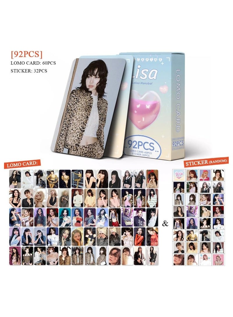 4-piece set/368 pieces Lomo card set, used for black and pink roses Jisoo, Jennie Lisa's personal al Kpop product gift for fans