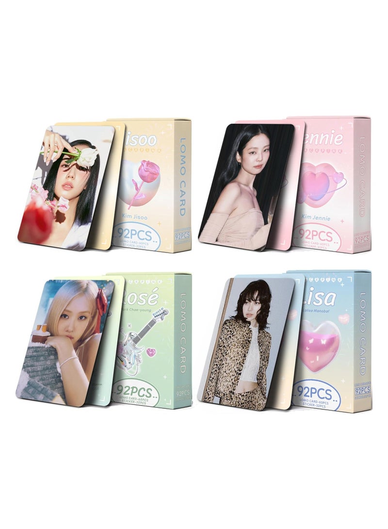 4-piece set/368 pieces Lomo card set, used for black and pink roses Jisoo, Jennie Lisa's personal al Kpop product gift for fans