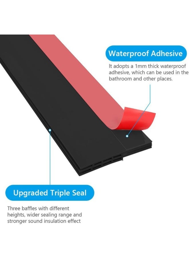 Door Bottom Draft Stopper, 120 cm Length Black Under Door Seal, Door Sweep for Exterior & Interior Doors, Adhesive Under Door Stopper Sweep, Weather Stripping, Blocking insects, Waterproof, Dustproof, Soundproof, Lightproof and Noise-proof - Image 3